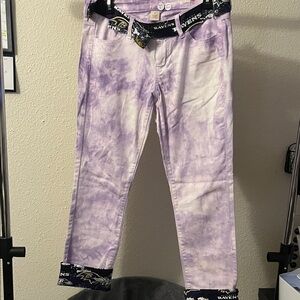 Arizona Jean Company Purple Tie-Dye Straight Leg Jeans